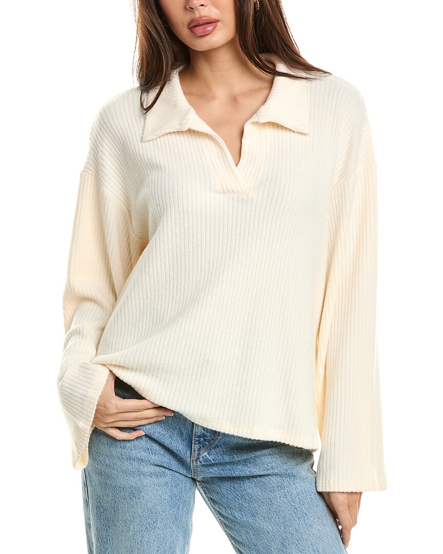 Project Social T Raven Collared Cozy Rib Pullover In Neutral