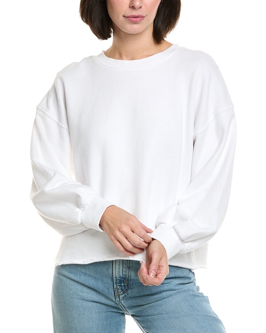 Perfectwhitetee Bubble Sleeve Fleece Pullover In White