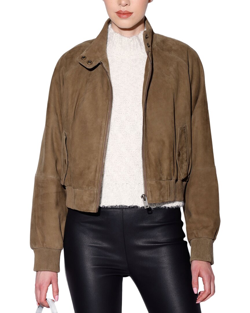 Walter Baker Bowie Suede Bomber Jacket In Green