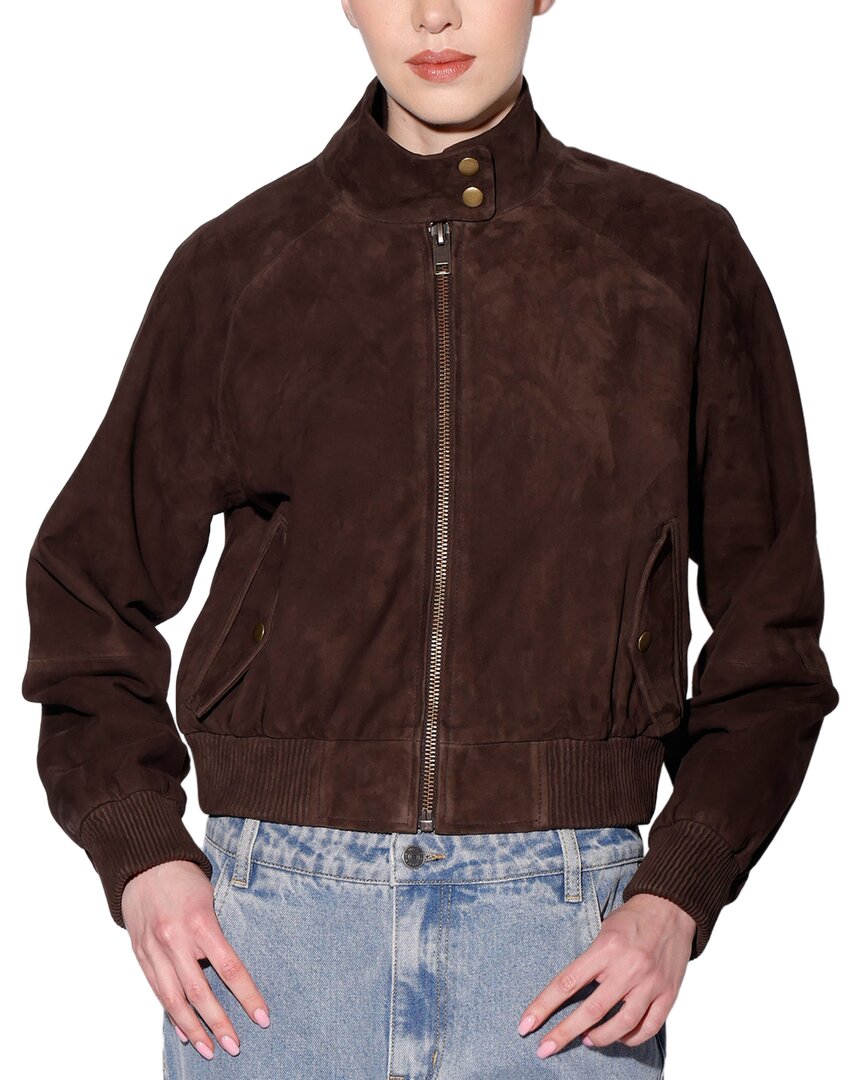 Walter Baker Bowie Suede Bomber Jacket In Brown