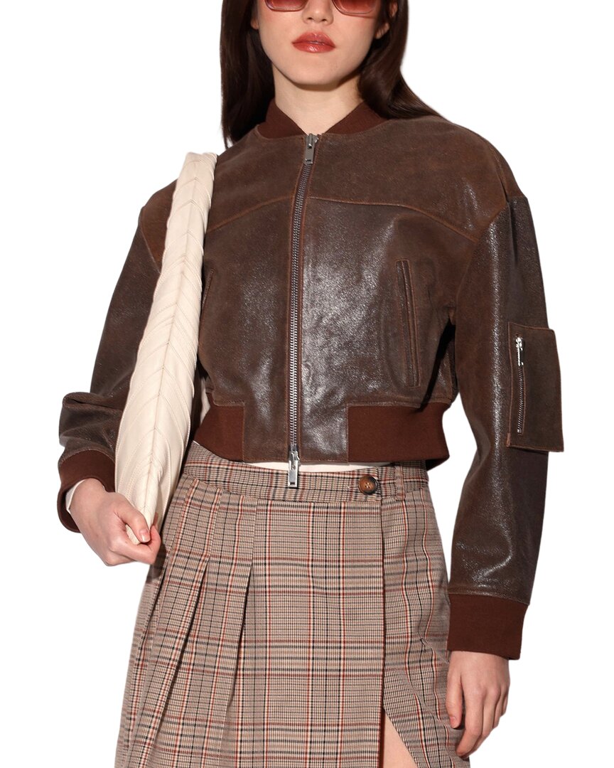 Walter Baker Andrea Leather Jacket In Brown