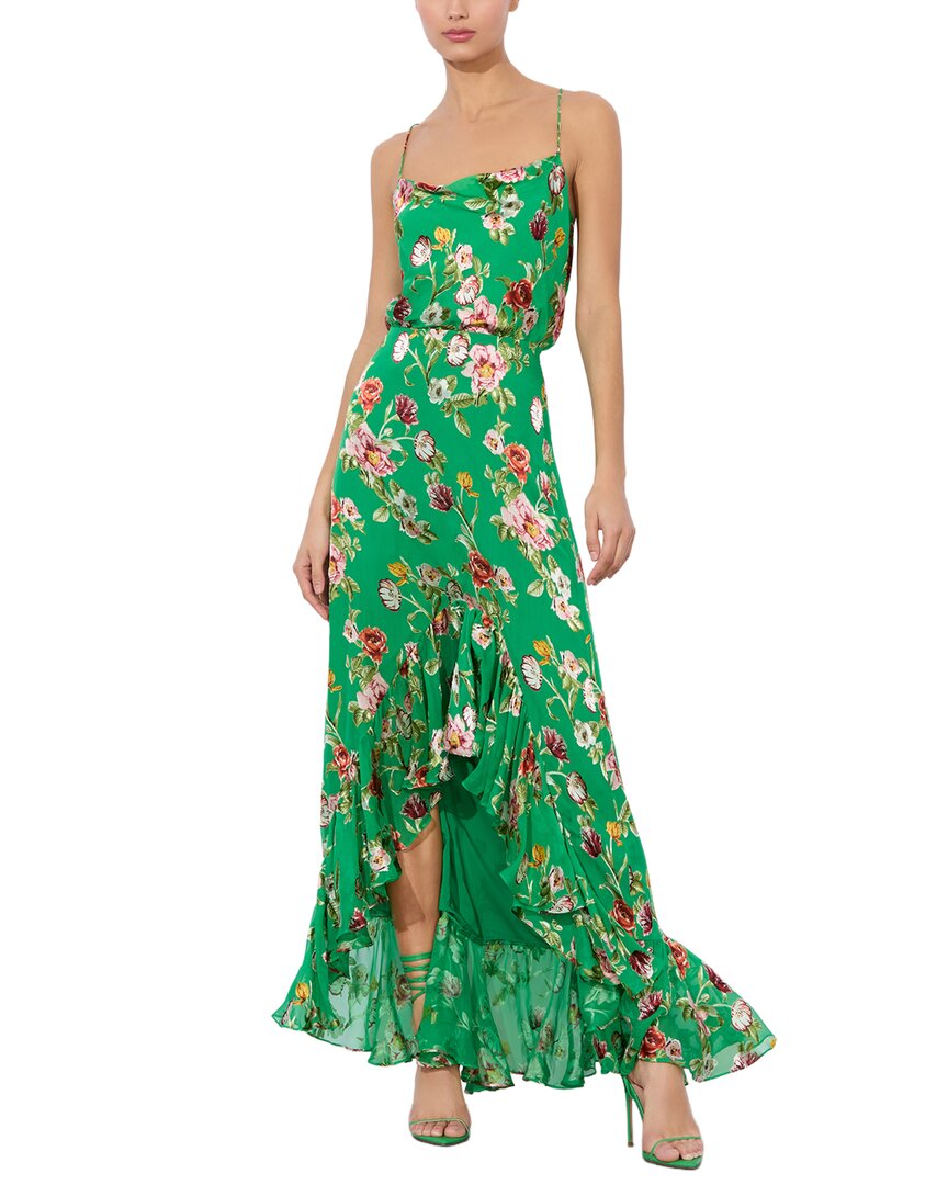 Alice And Olivia Soraya Silk-blend Dress In Green