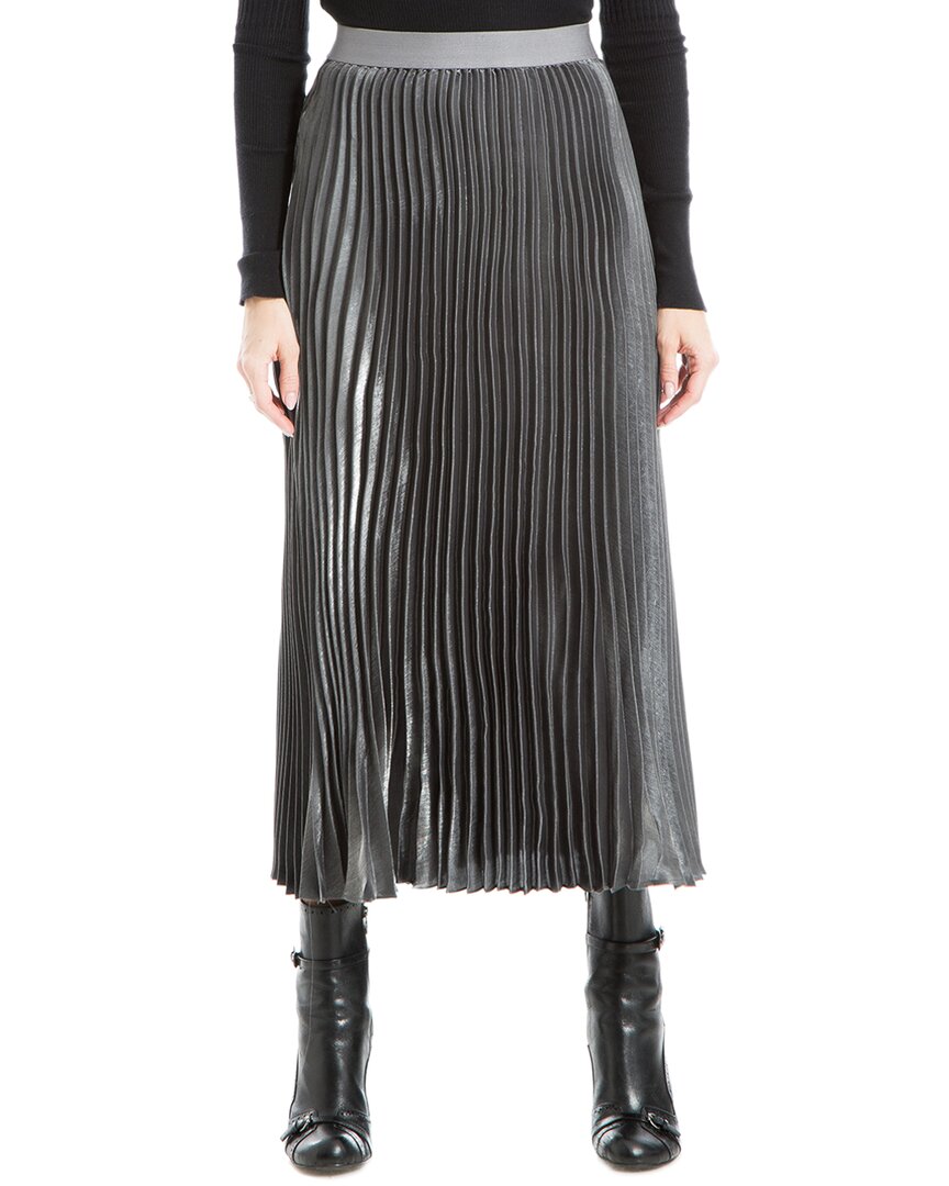 Max Studio Pleated Midi Skirt In Gray