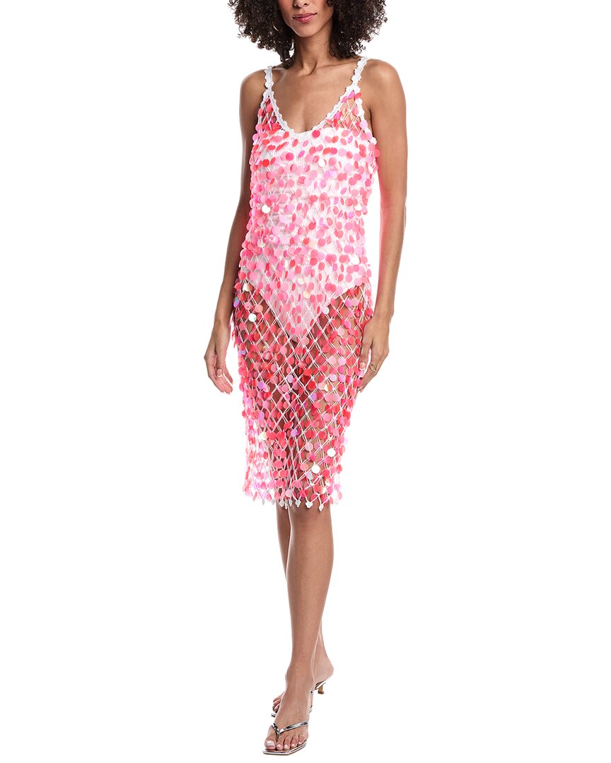 Milly Sequin Crochet Midi Dress In Multi
