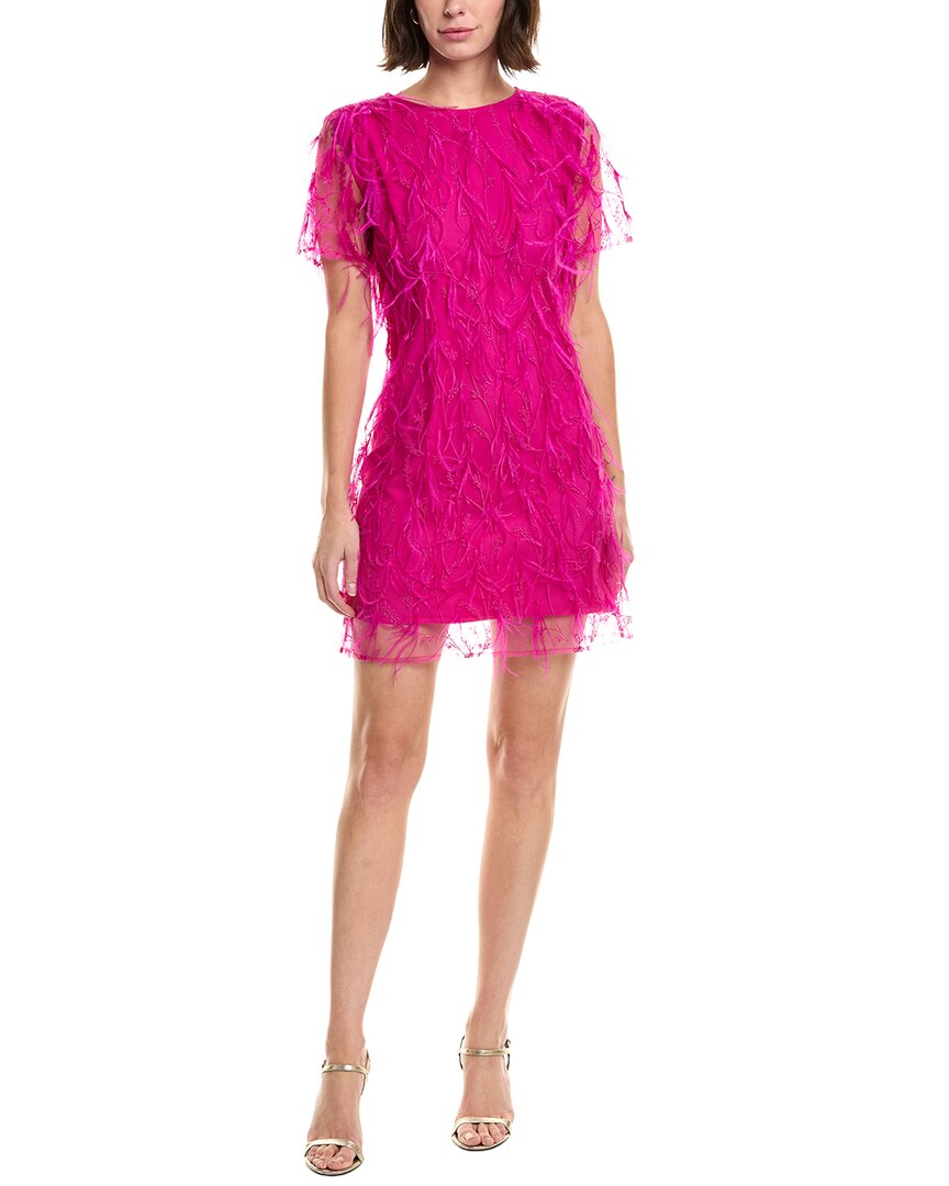 Milly Rana Feather Mini Dress In Pink