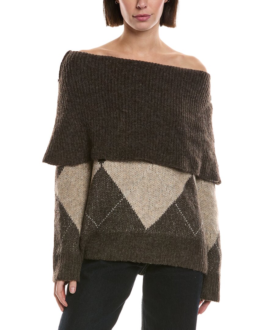 Serenette Knit Argyle Sweater In Brown