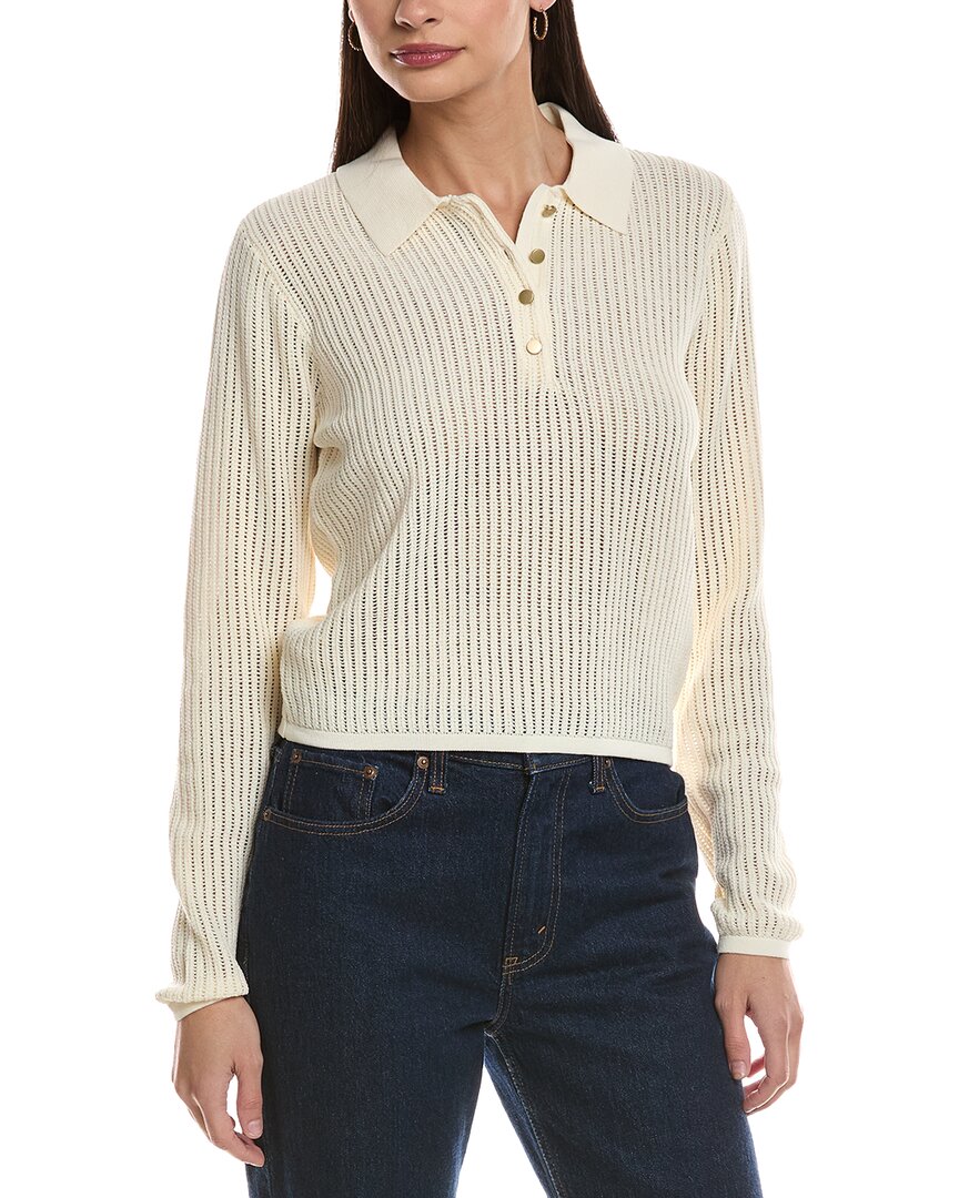 Rag & Bone Vivi Knit Polo Shirt In White
