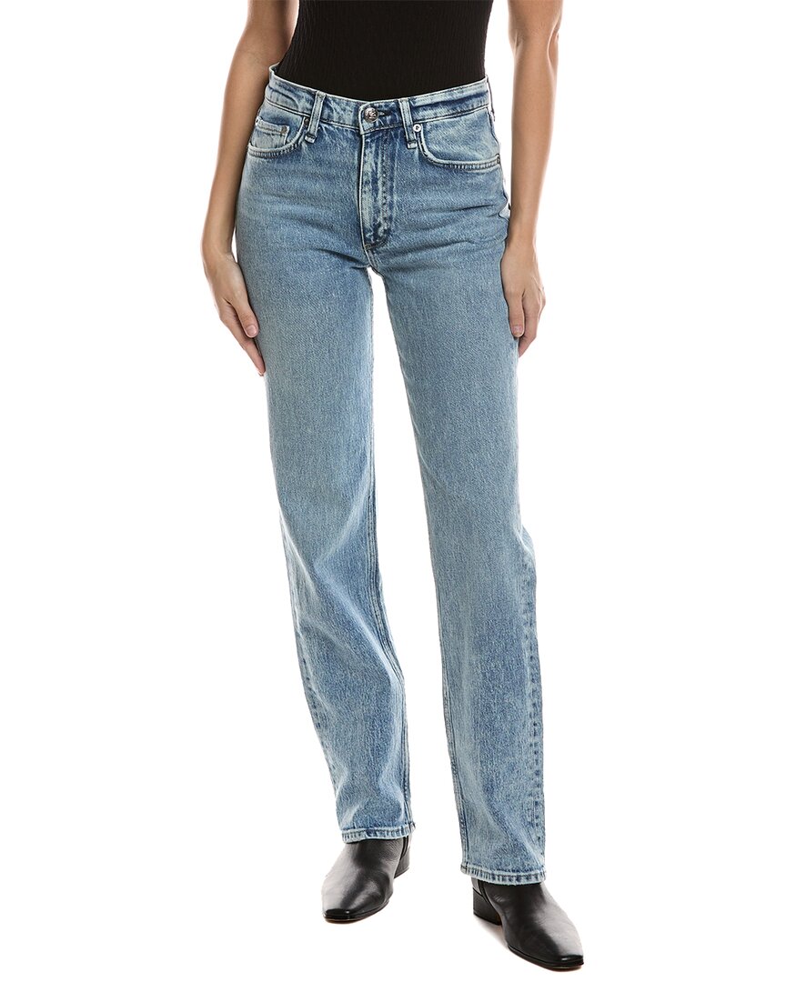 Rag & Bone Harlow Mid-rise Full-length Delancey Straight Jean In Blue