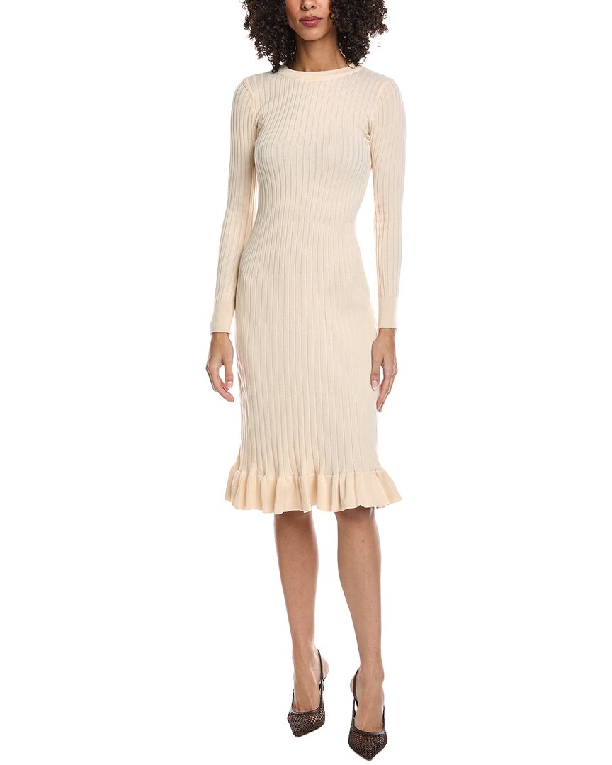 Madison Miles Knit Midi Dress In White