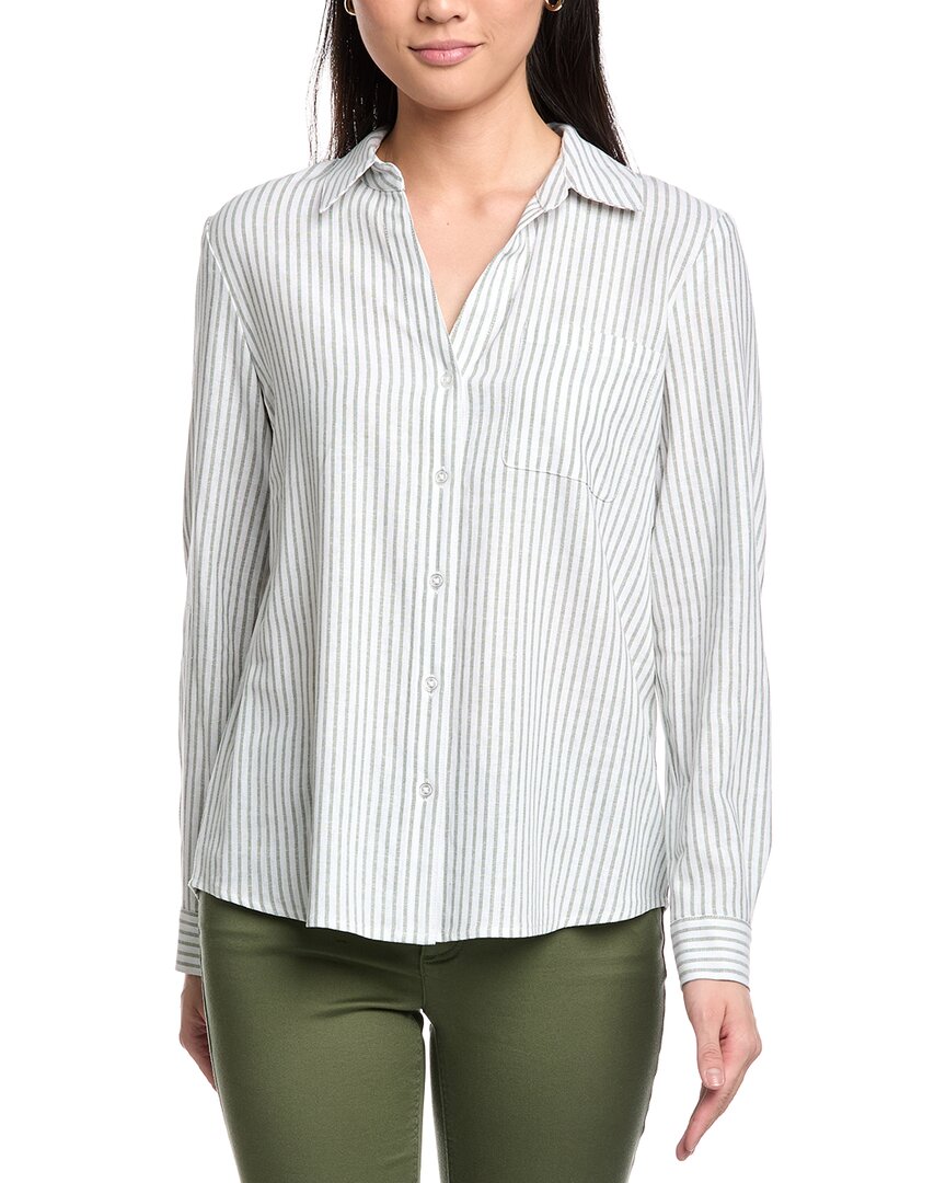 Jones New York Y-neck Button Front Tunic In Green