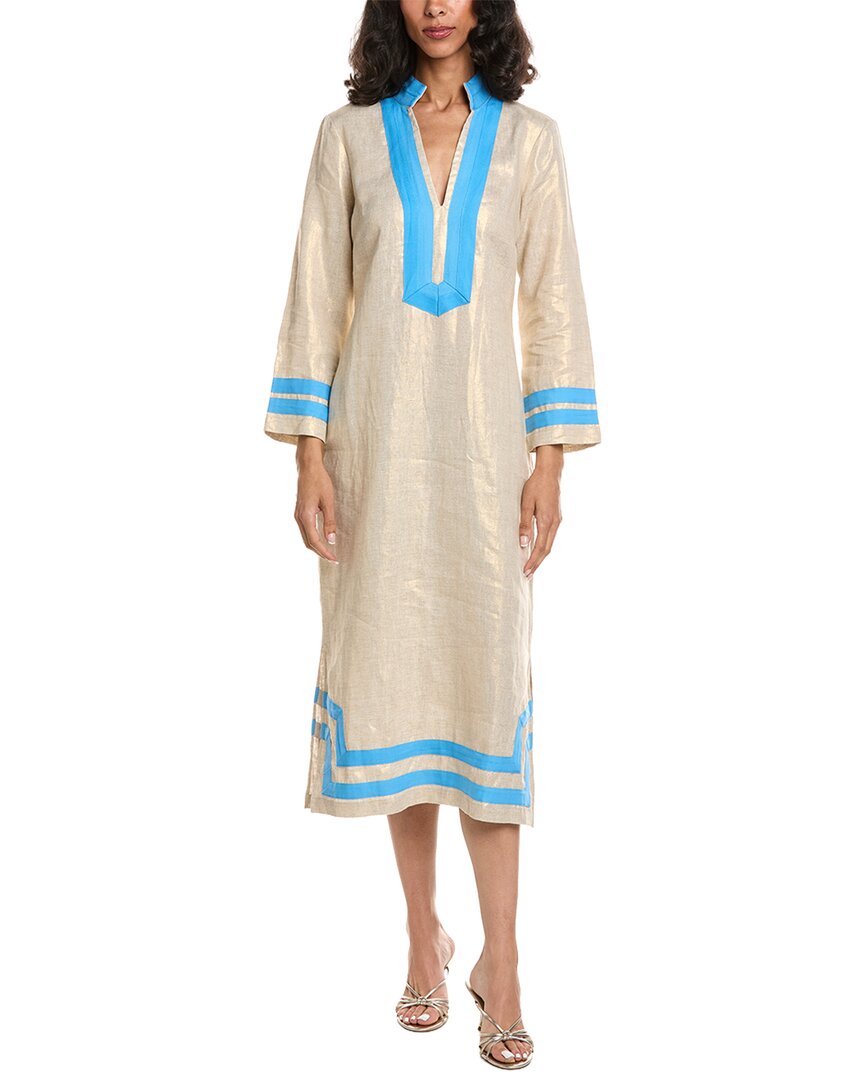 Sail To Sable Classic Linen Caftan Dress In Gold