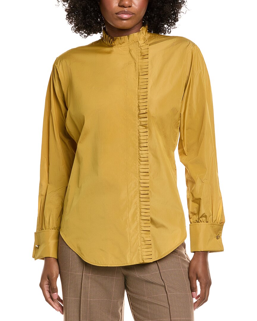 Max Mara Blanc Silk-blend Shirt In Yellow
