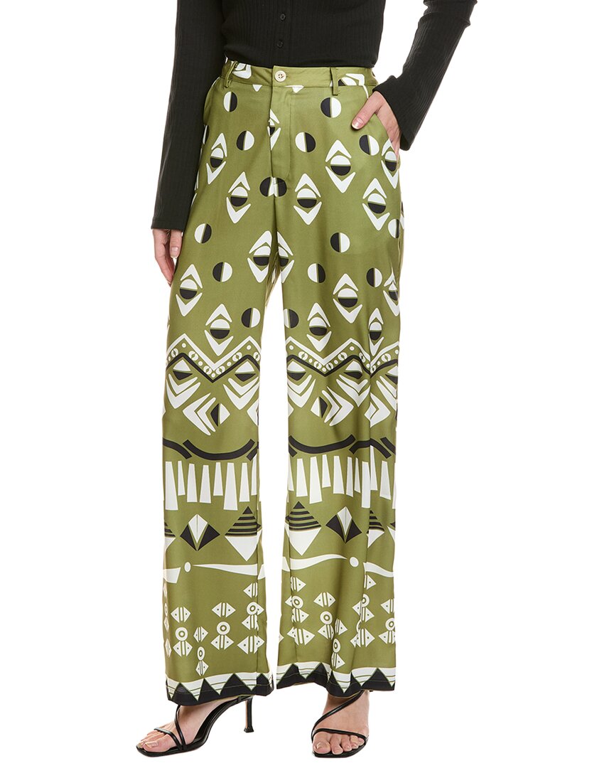 Gracia Geometric Print Wide Leg Pajama Pant In Green