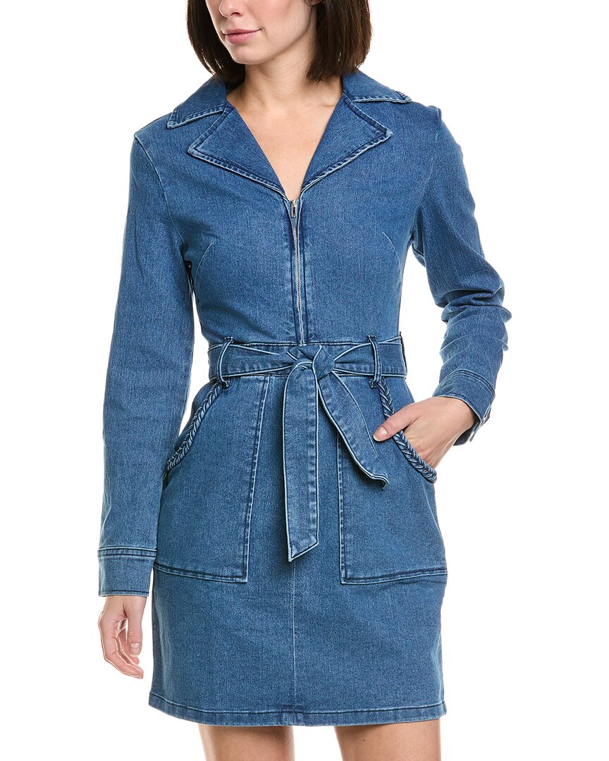 Gracia Zippered Denim Shirtdress In Blue
