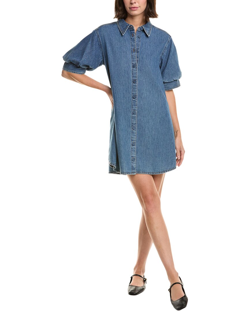 Frame Womens Antonia Play Short-sleeve Denim Midi Dress In Blue