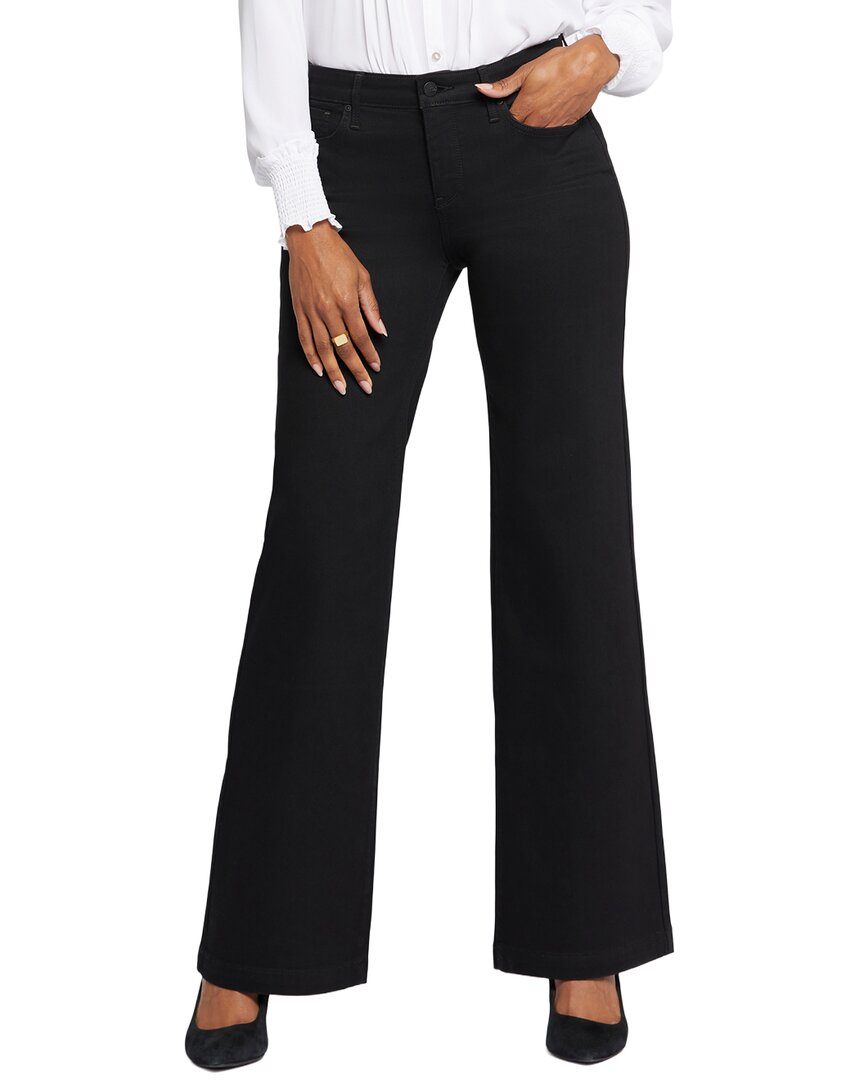 Nydj Plus Teresa Black Coated Wide Leg Jean In Black