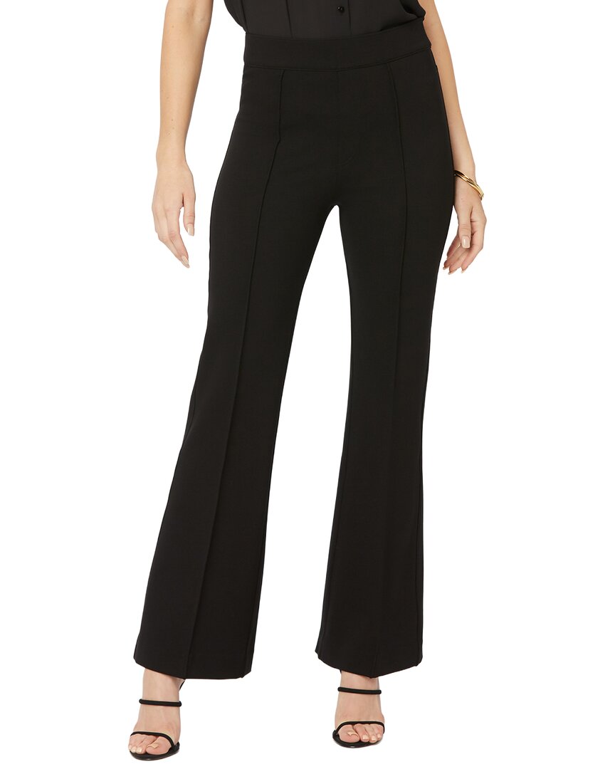 Nydj Solid Pull-on Flare-leg Seamed Pants In Black