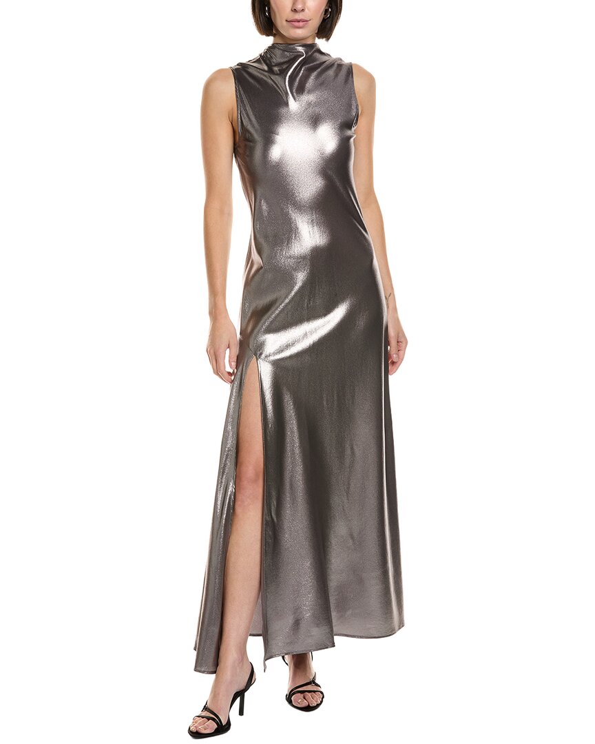 Lapointe Silk Metallic Drape Dress In Multi