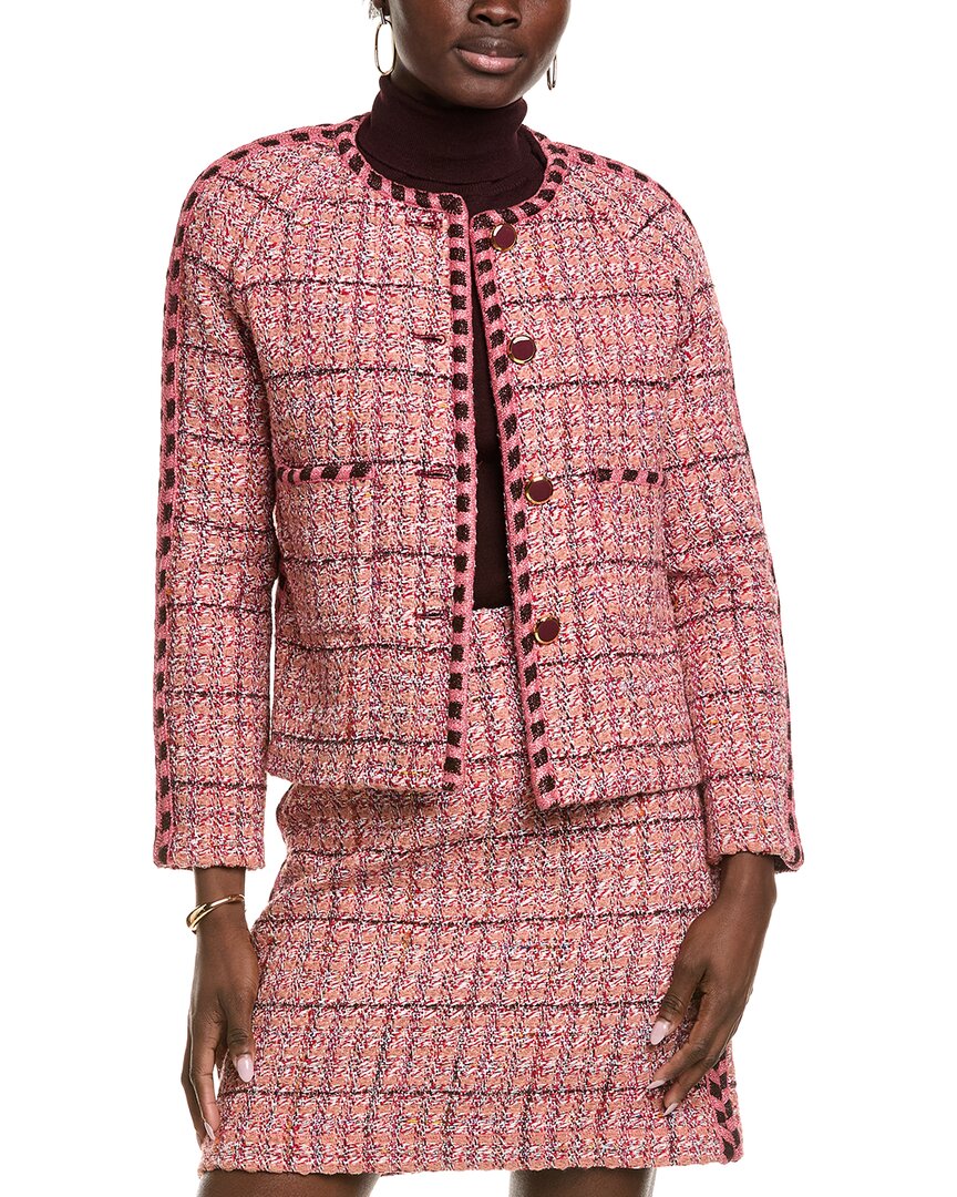 St John St. John Tweed Wool-blend Jacket In Pink