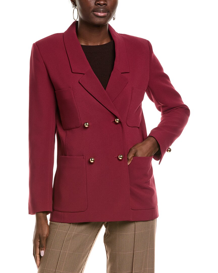 St John Double Breasted Stretch Cady Blazer In Red