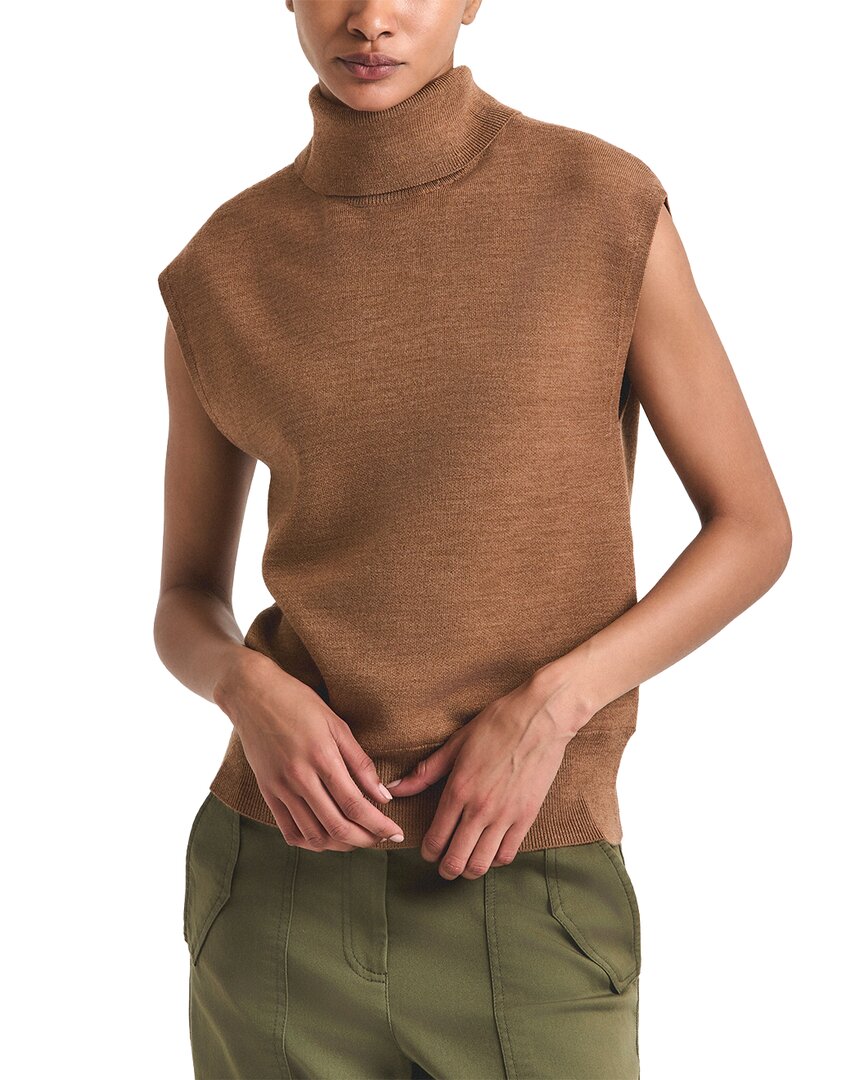 Derek Lam 10 Crosby Contro Turtleneck Knit Wool-blend Vest In Brown