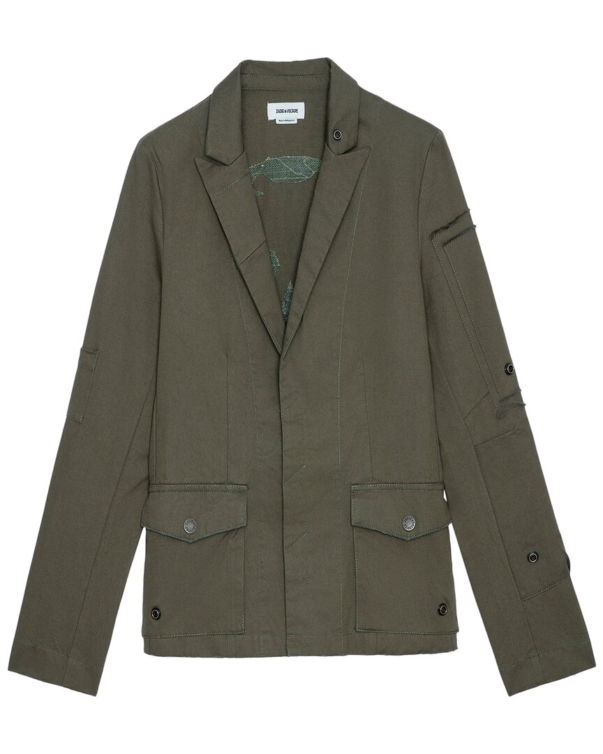 Zadig & Voltaire Virginia Camo Skull Lurex Jacket In Green