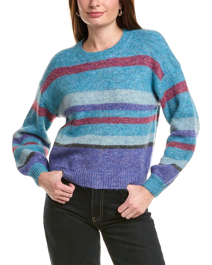 Color Block Wool-blend Pullover In Blue