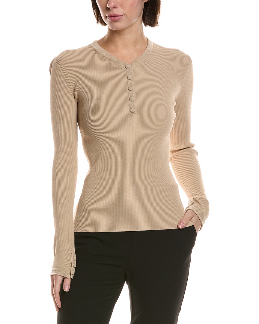 Proenza Schouler White Label Isla Wool-trim Henley Top In Brown
