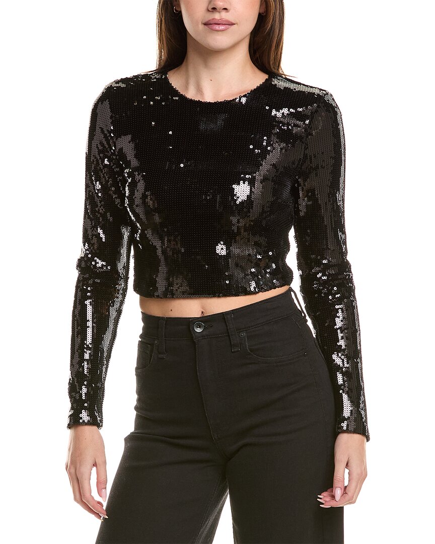 L'agence Rogan Crop Sequin Top In Black