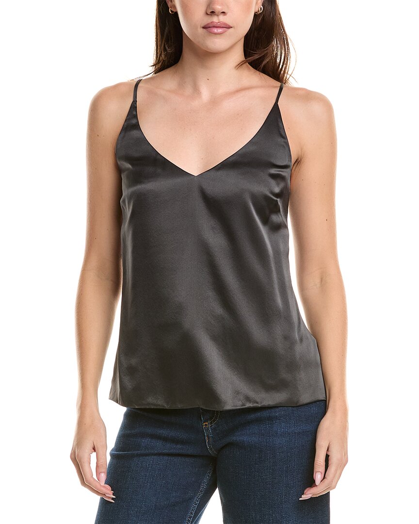 L'agence Gabriella V-neck Silk Tank In Black