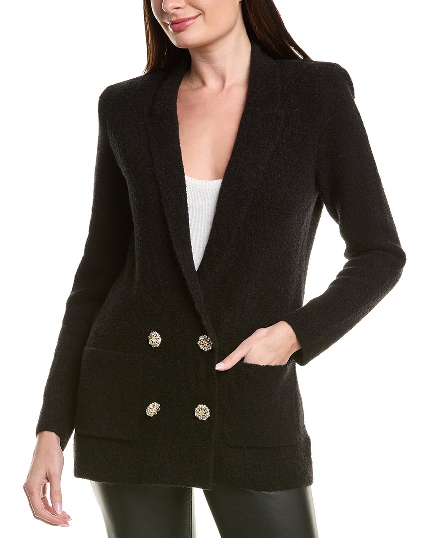 L'agence Eileen Boyfriend Knit Wool-blend Blazer In Black