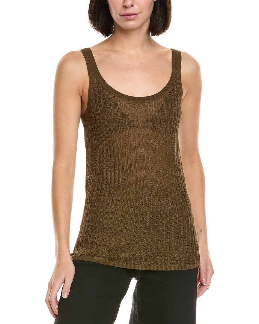 Helmut Lang Pointelle Tank In Brown