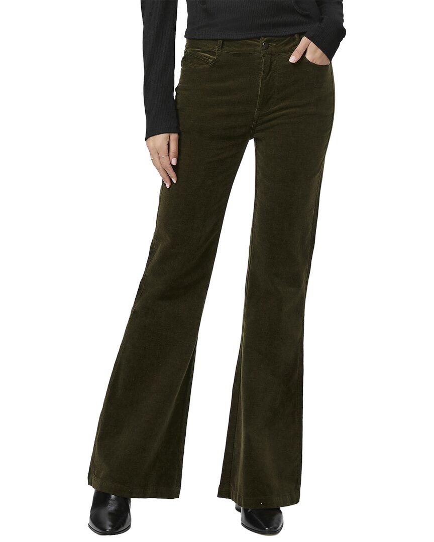 Paige Genevieve Dark Brushed Olive Modern Flare Jean In Green