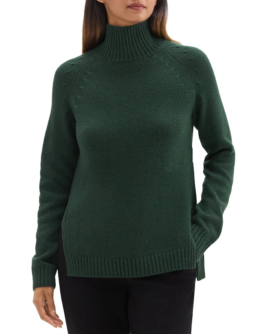 Theory Side Rib Wool Tank In Green