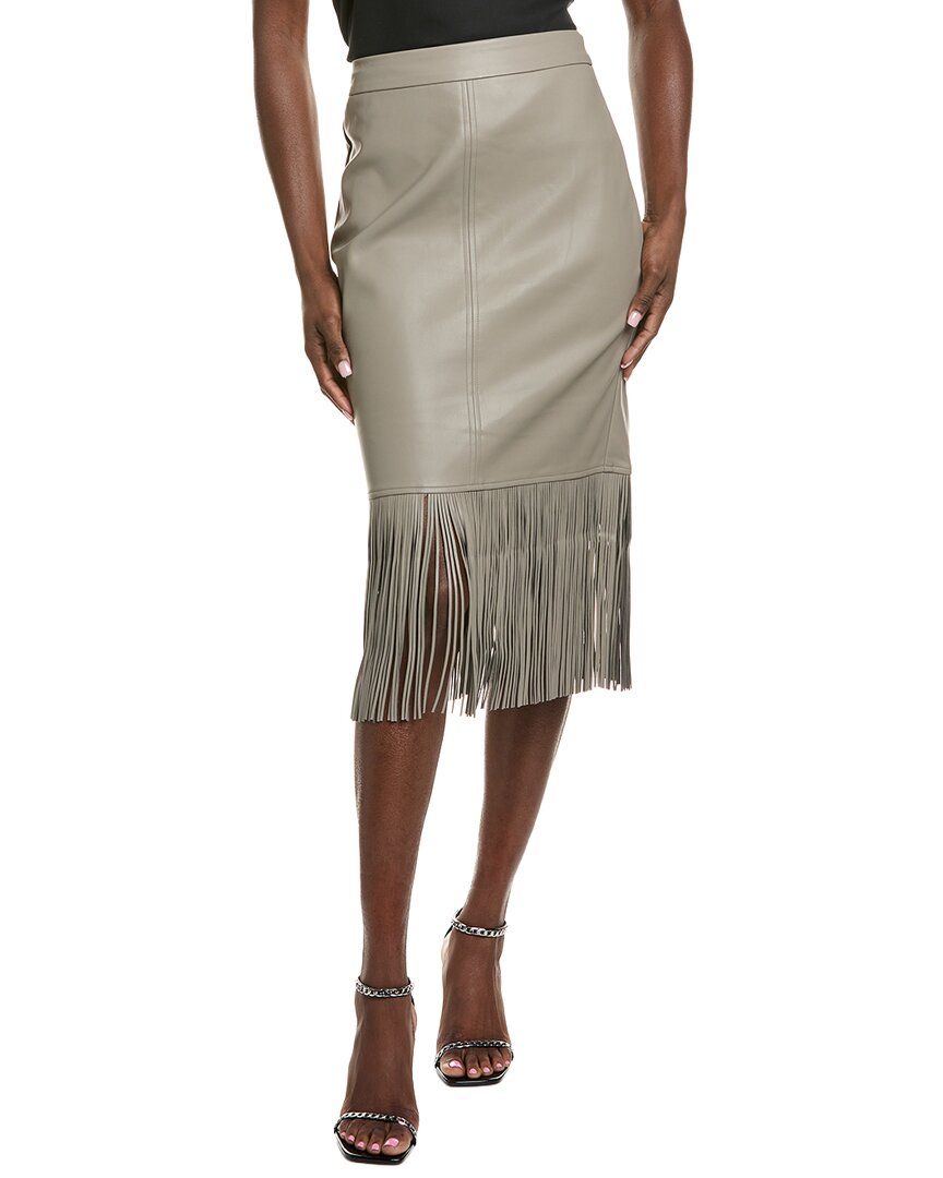 Endless Rose Fringe Pencil Midi Skirt In Gray