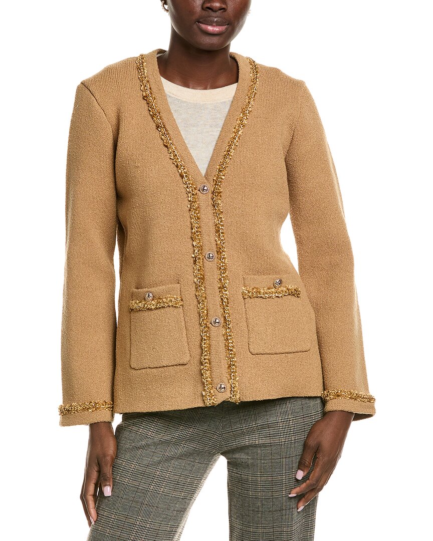 Endless Rose Chain Trim Cardigan In Brown