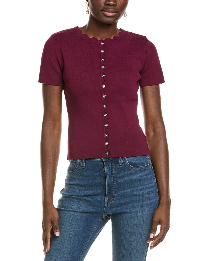 Endless Rose Scalloped Accent Button Top In Multi