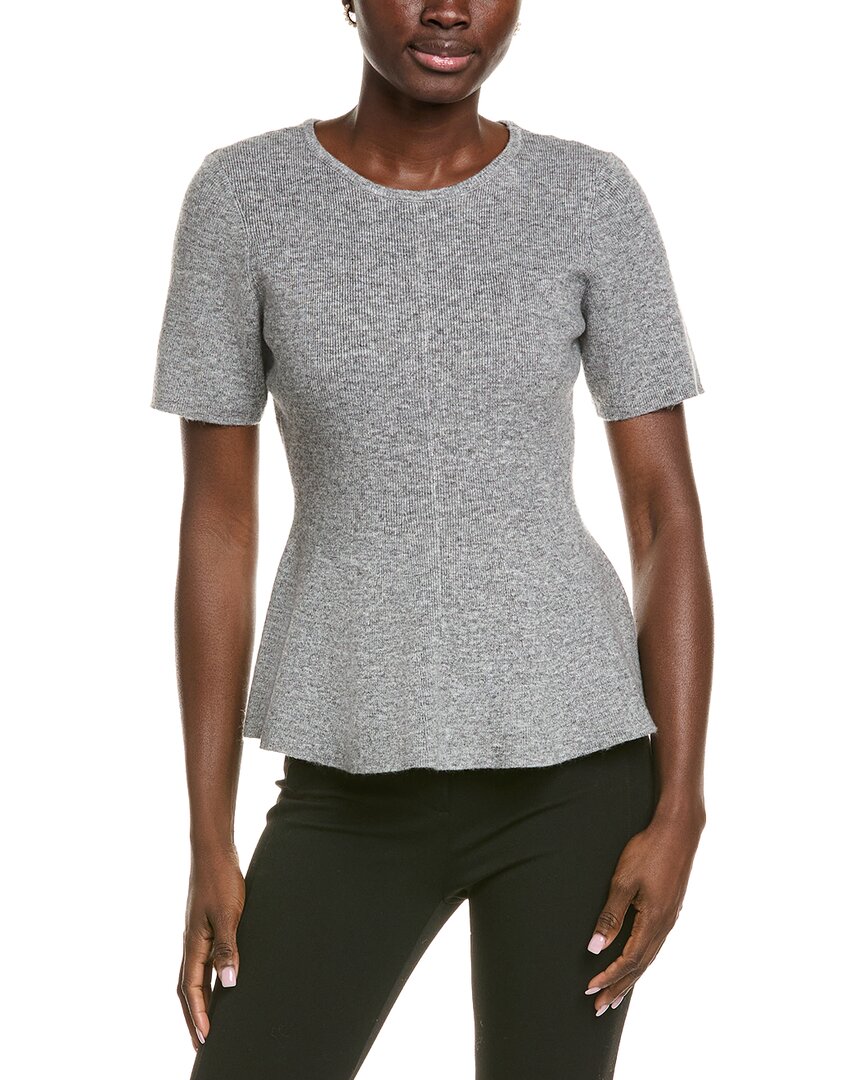 Endless Rose Peplum Wool-blend Sweater In Gray