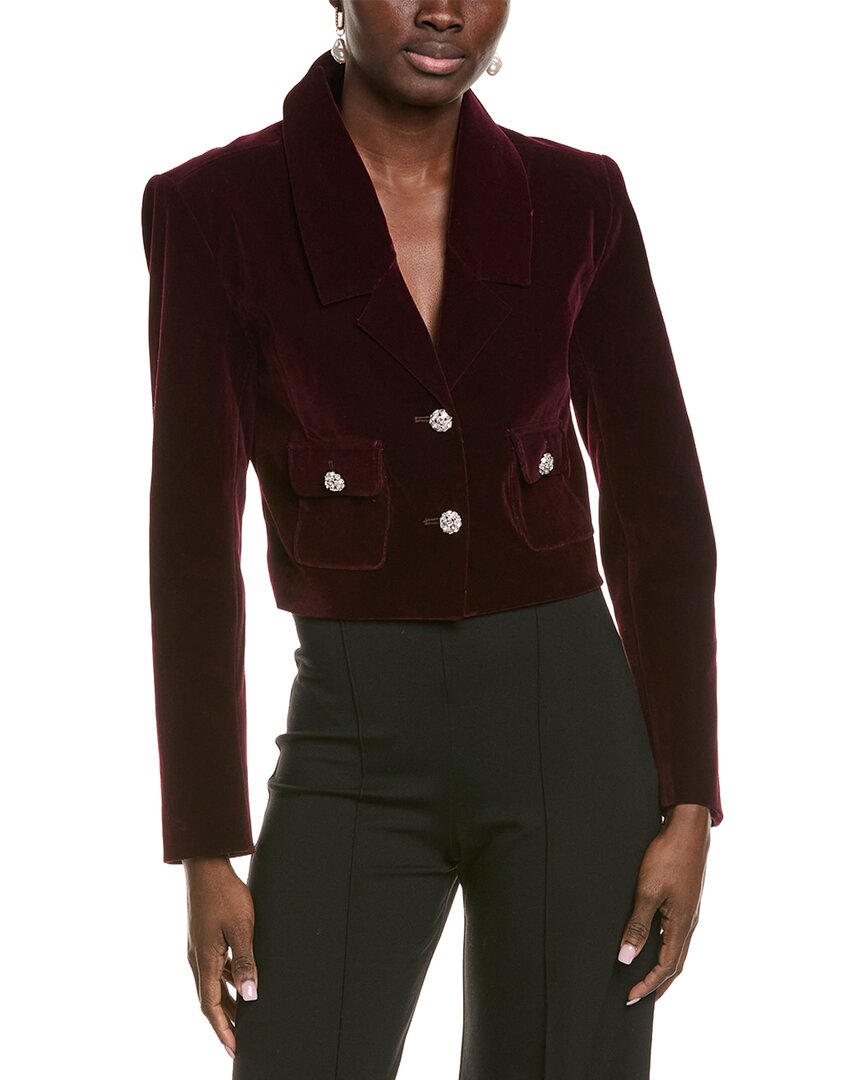 Endless Rose Cropped Collared Blazer In Burgundy