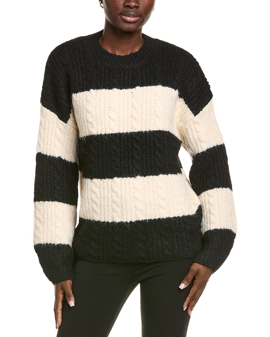 Endless Rose Striped Chunky Wool-blend Sweater In Black