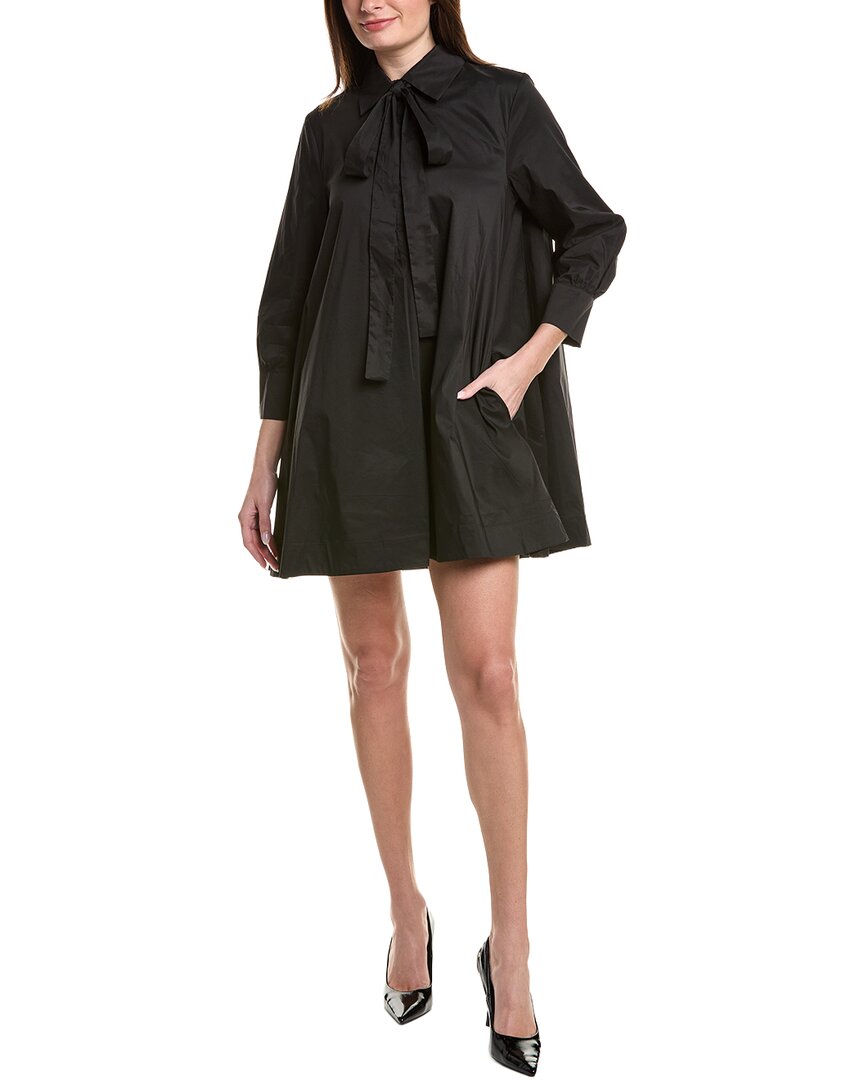 English Factory Bow Shirtdress In Black