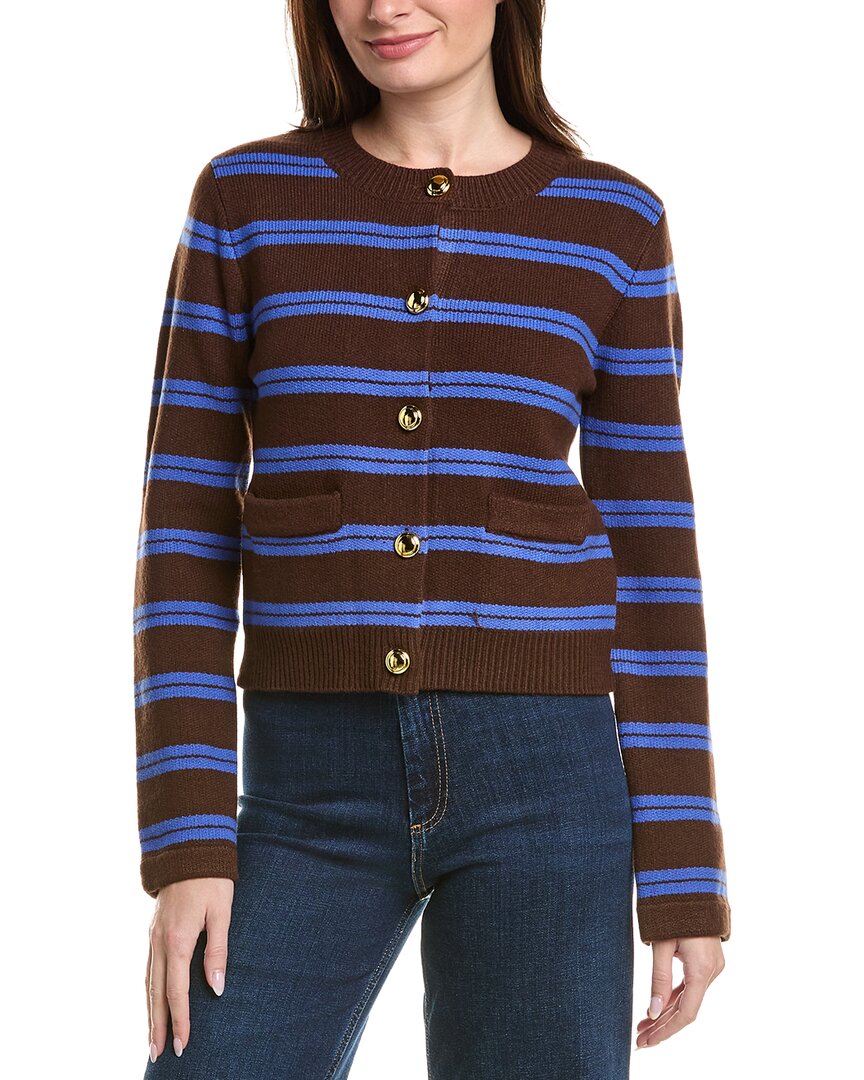 English Factory Striped Cardigan In Blue