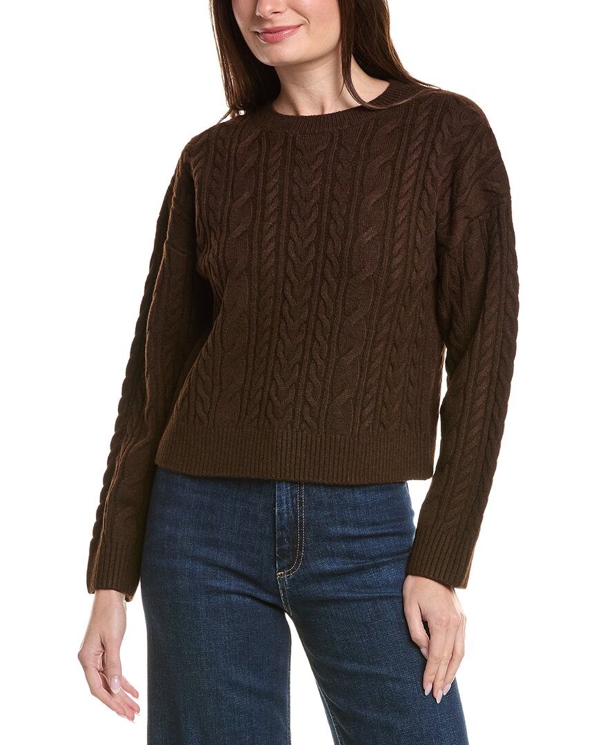 English Factory Crewneck Cable Wool-blend Sweater In Brown