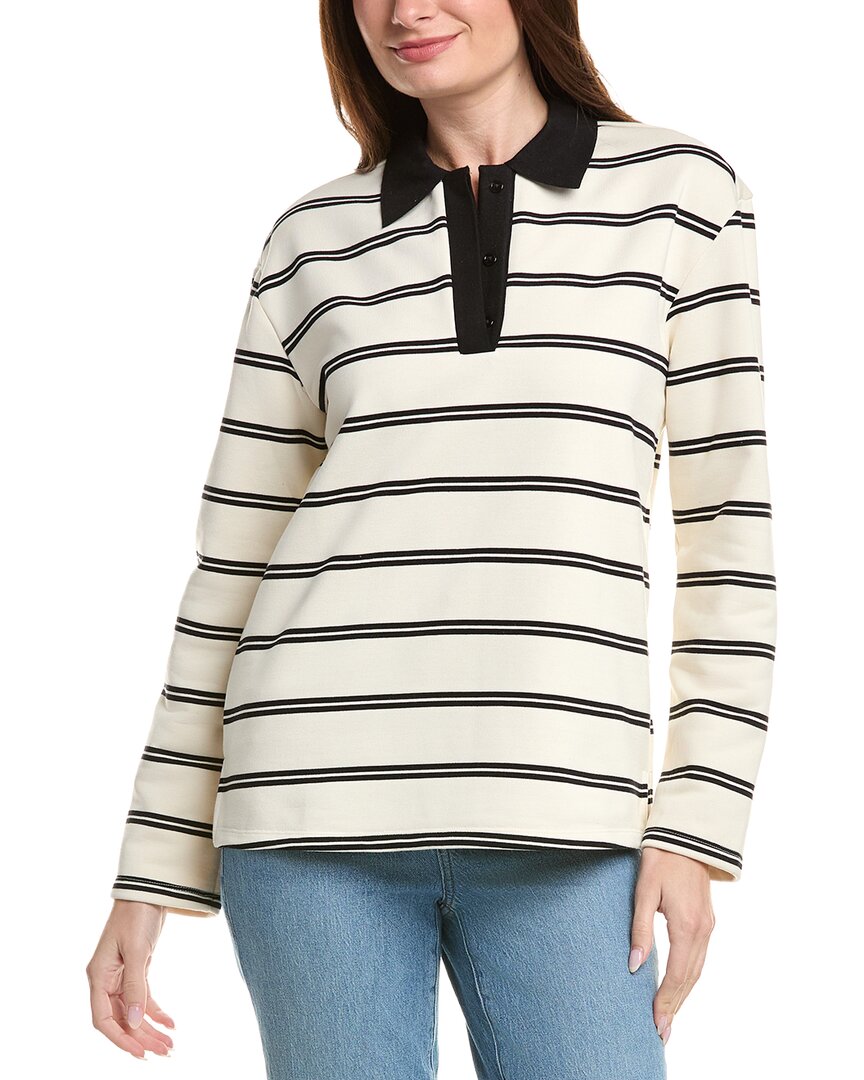 English Factory Striped Polo Shirt In White