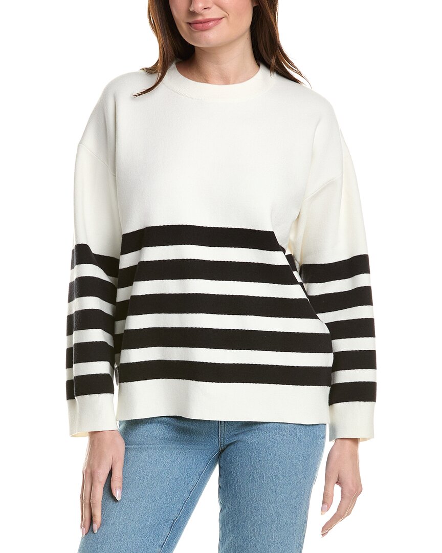 English Factory Stripe Round Neck Sweater In White