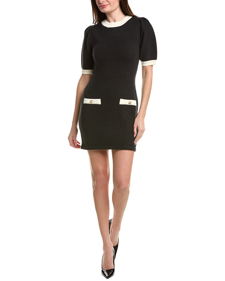 English Factory Contrast Rib Detailed Mini Dress In Black
