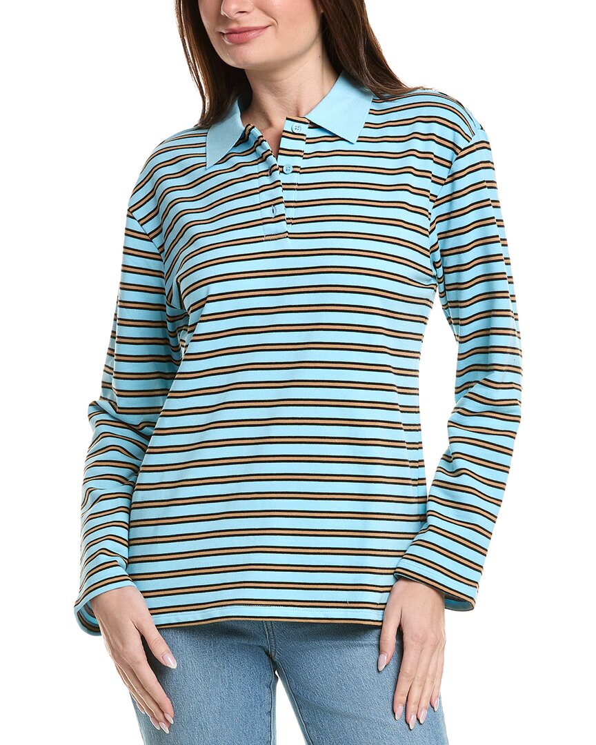 English Factory Stripe Collar Sweatshirt In Blue