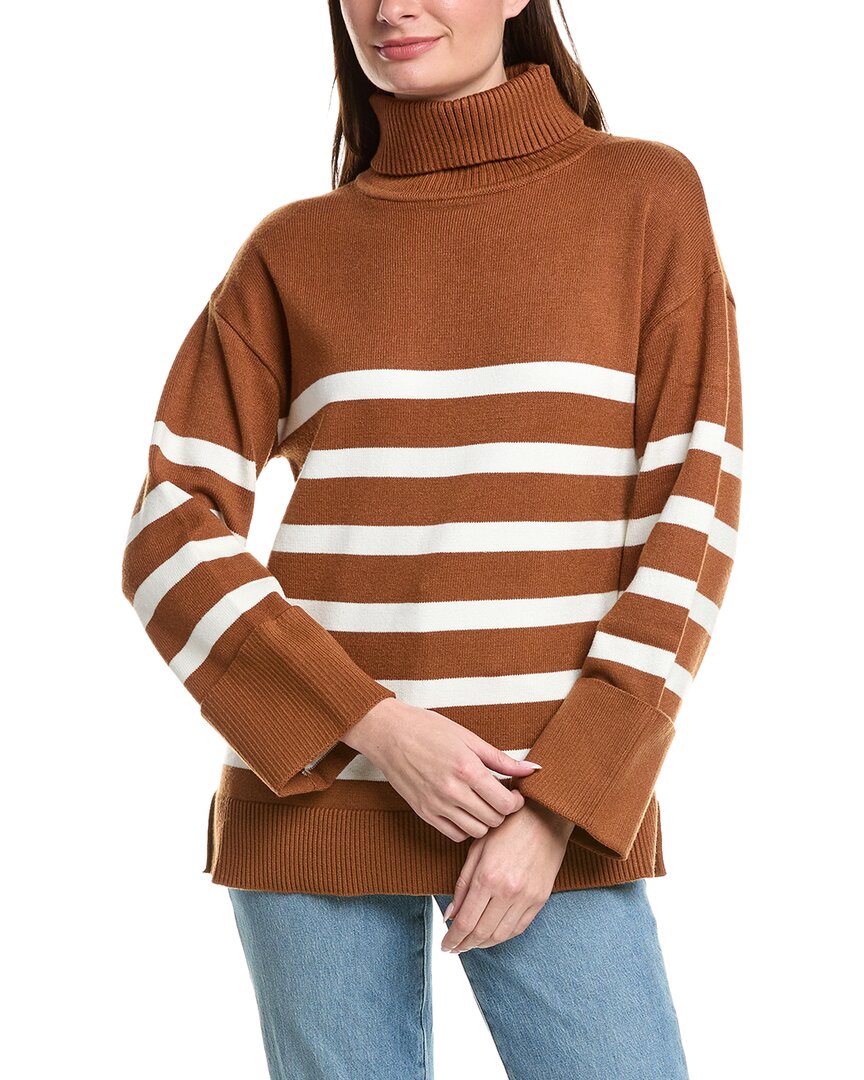 English Factory Turtleneck Stripe Sweater In Brown