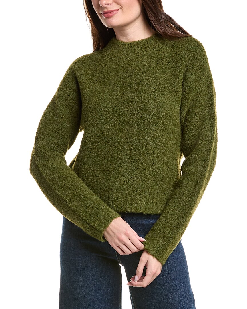 English Factory Cozy Round Neck Wool-blend Sweater In Green