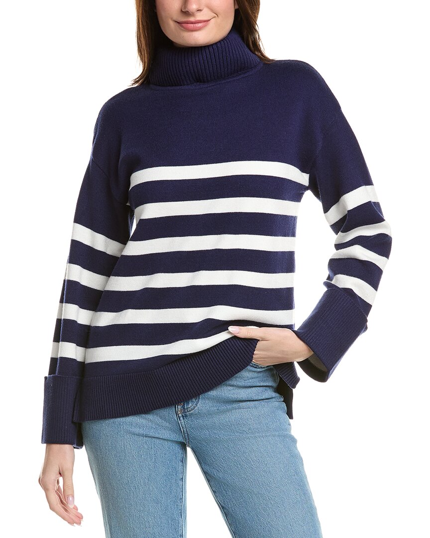 English Factory Turtleneck Stripe Sweater In Blue